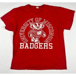 Y2K University of‎ Wisconsin Badgers T Shirt Red College NCAA Mens L